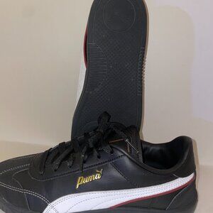 Puma Club 5v5 Script Black White Gold Leather Casual Sneakers 8